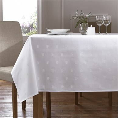 Da Vinci  All Over Ivy Leaf Design Tablecloth 89x89cm white